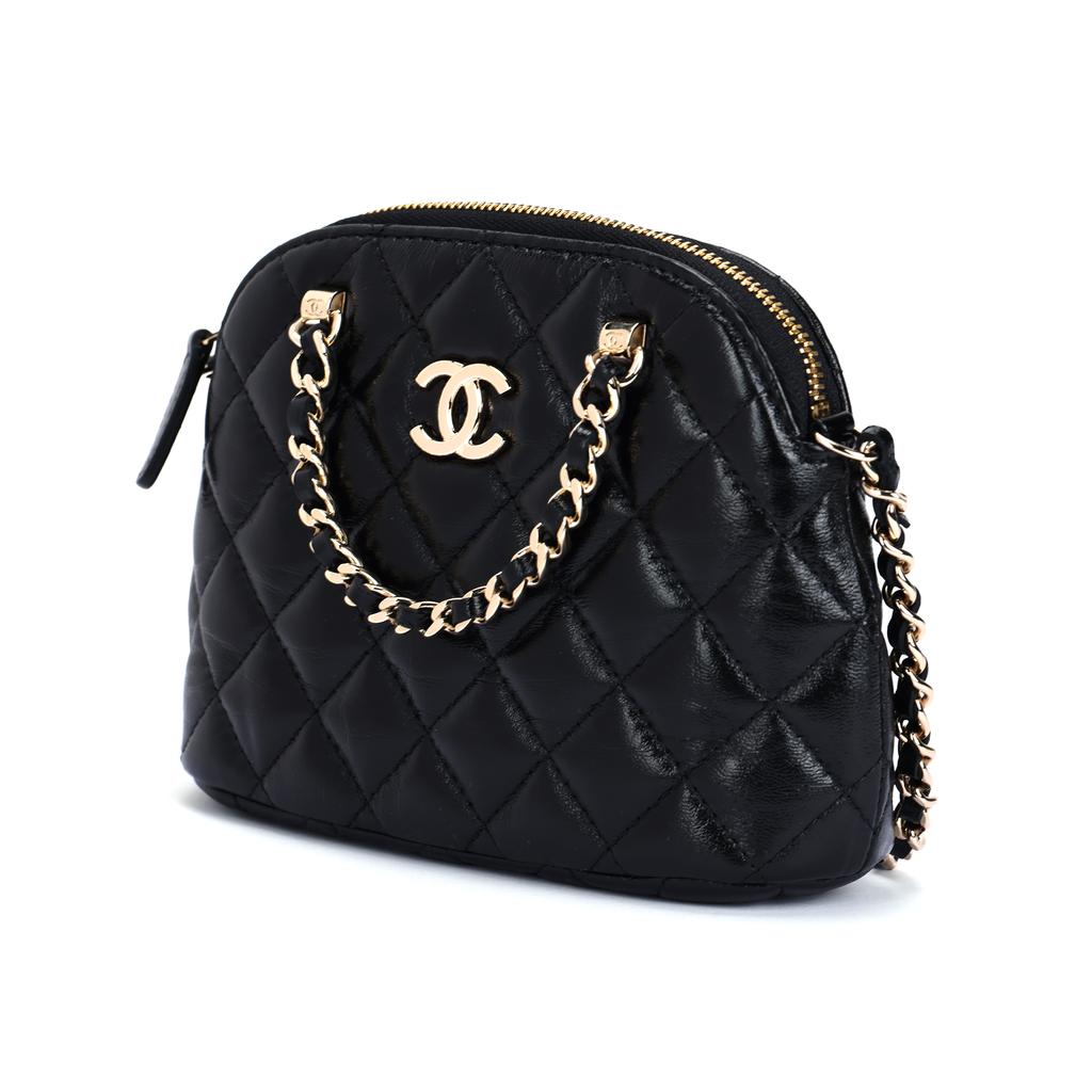 Chanel 24b Золотой Металлический Логотип Кожаная Цепочка Алмазный Узор Материал из Овчины С Золотой Пряжкой Ракушка Сумка Сумка на Плечо Женская Черный