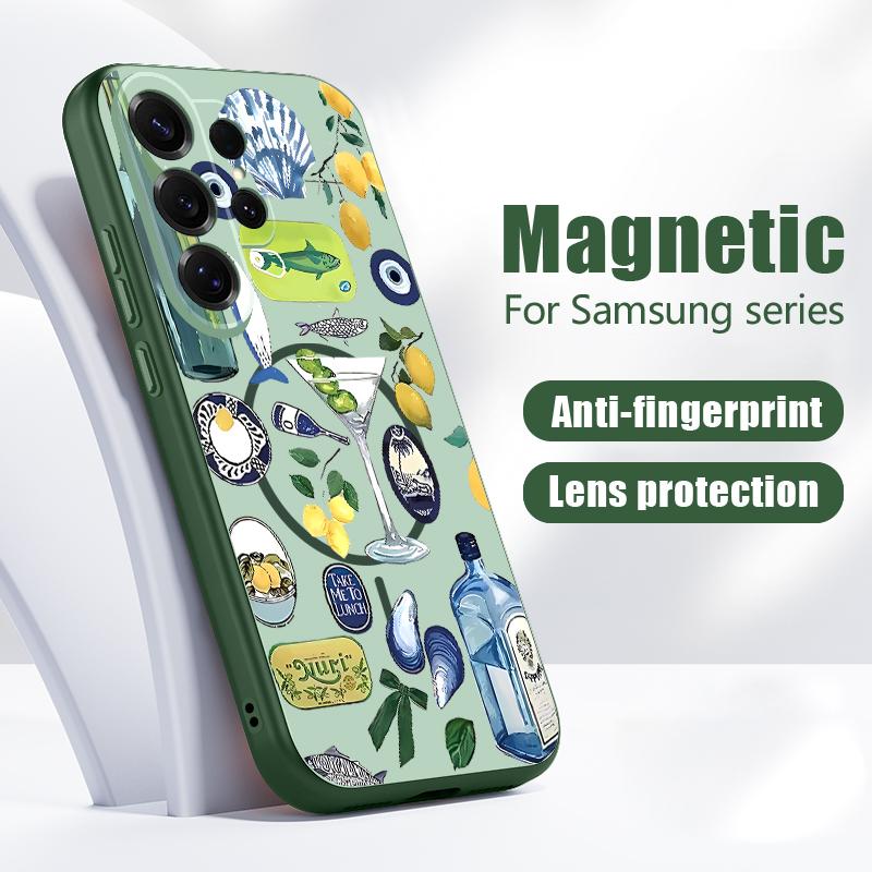 Магнитный Чехол Для Magsafe Для Samsung Galaxy S26 Ultra S25 Edge S24 Plus S23 FE S22 A17 A54 A55 A56 A57 5G Чехол С Рисунком SeaWorld Осьминог Морская Звезда