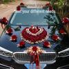 Wedding Car Decoration Set: Main Car, Team Float, Full Head Flower Decor