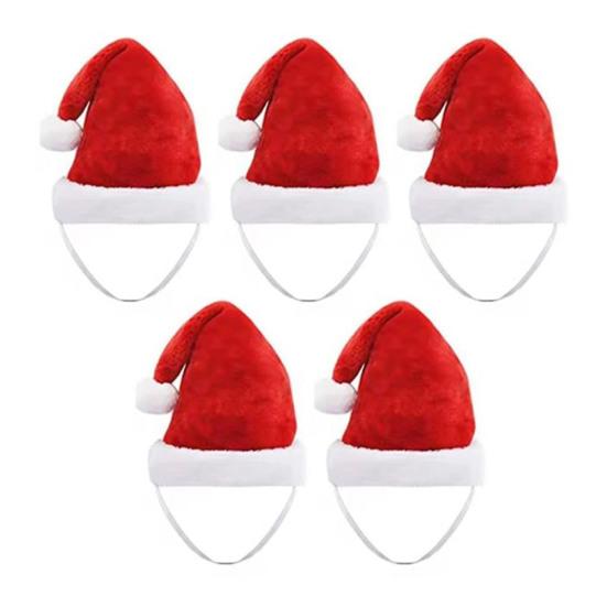 Pet Santa Hat Red Fleece Santa Claus Hat Dog Cat Dress-up Costume for Puppy Kitten Small Cats Dogs Holiday Cosplay Accessory