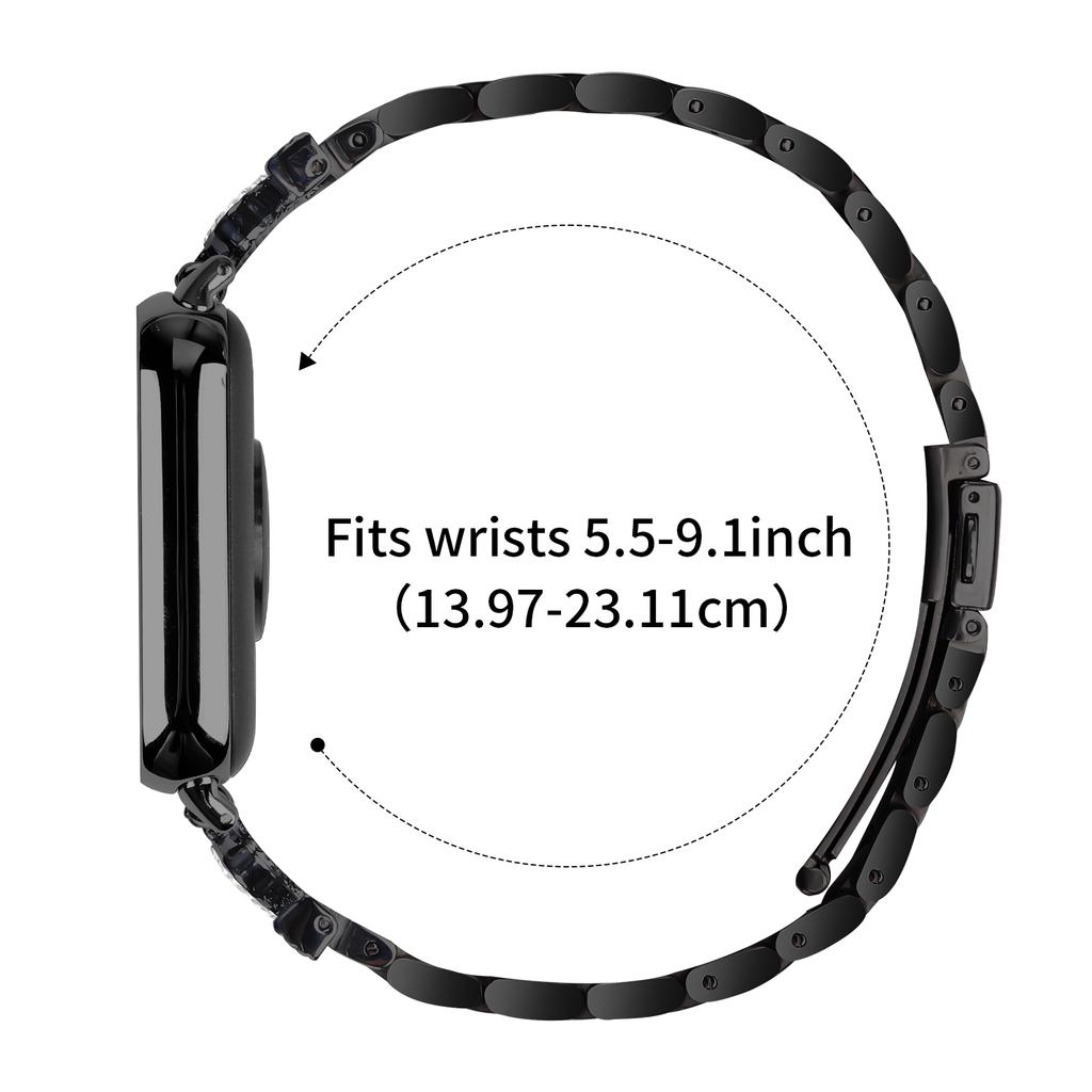 Stainless Steel Strap for Xiaomi Redmi Watch 4 Crown Shape Rhinestone Decor Watch Band