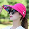 Flower Women Sun Hat UV Protection Beach Visor Cap Portable Summer Ponytail Cap  Summer