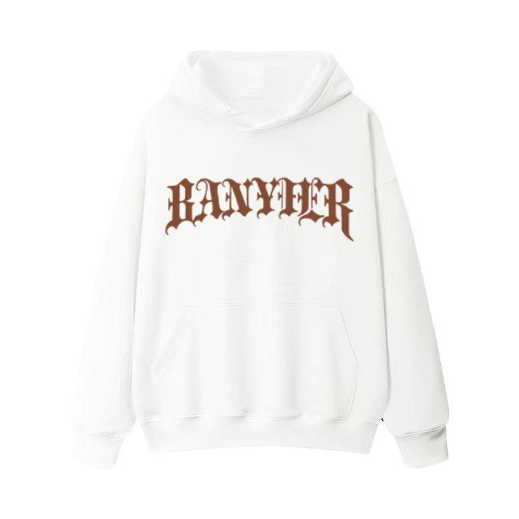 Мужское худи из плотного флиса 500 г с принтом букв - Повседневная одежда на осень/зиму.