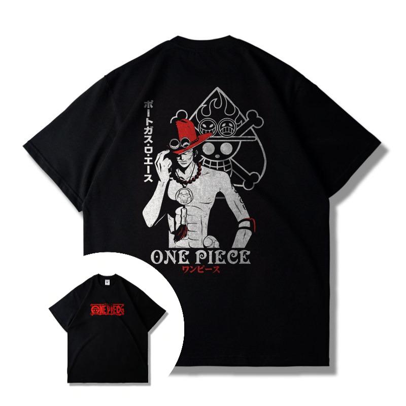 Японский Аниме Мультфильм One Piece Тематическая Футболка с Короткой Рукавой для Лидера Команды Луффи для Мужчин и Женщин Подходит для Лета