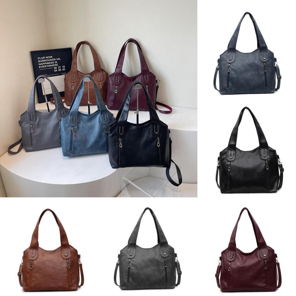 Solid Color Pu Tote Bag For Women With Large Capacity And Crossbody Style For Daily Use