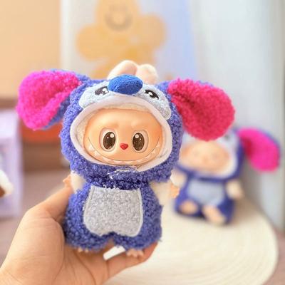 Набор одежды для кук Labubu Костюм Стича - Милый Мультяшный Персонаж для кукол 17см Pullip Blythe OB11 BJD