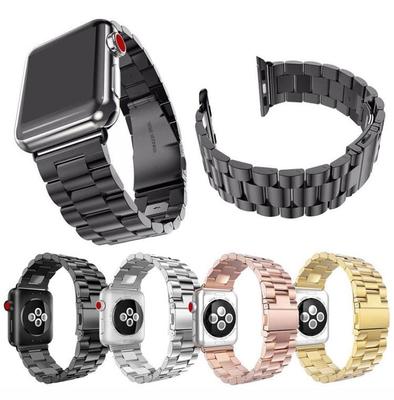 Ремешок из нержавеющей стали для Apple Watch 5, ремешок 44 мм, 42 мм, ремешок для часов, браслет для Iwatch Series 3, 4 Se, 6, 2, 40 мм, 38 мм, три звена
