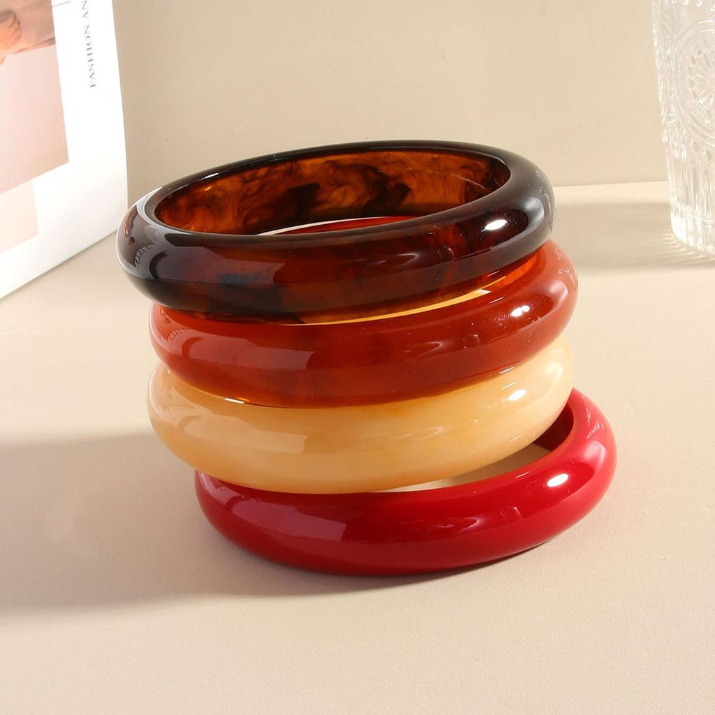 Vintage Round Acrylic Resin Chunky Bangles for Women Kpop Geometric Charm Bangles Bracelets Men Retro Jewelry Pulseras