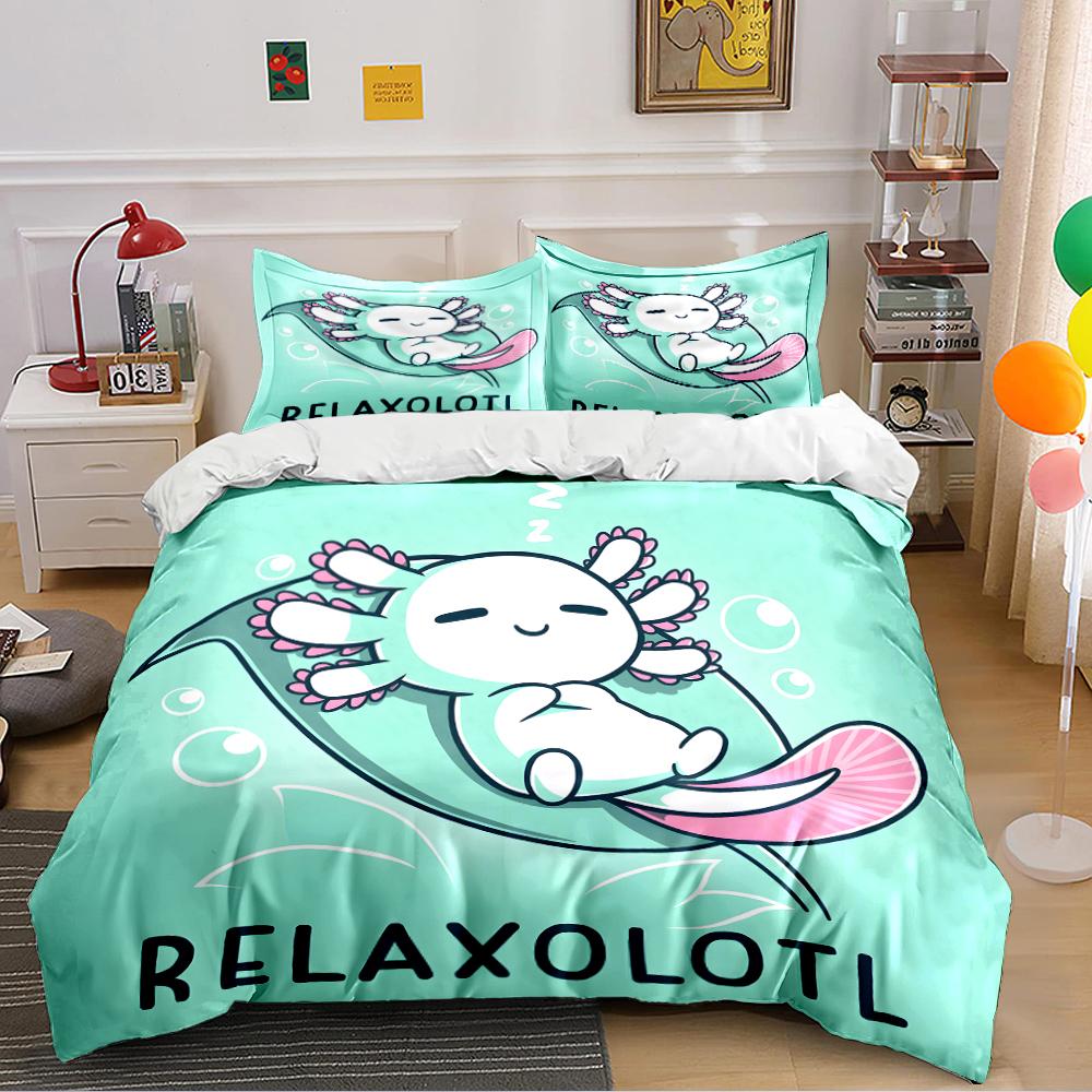 Cute Axolotl Relaxing Bedding Set Bedding set (1 duvet cover, 2 pillowcases, duvet not included)