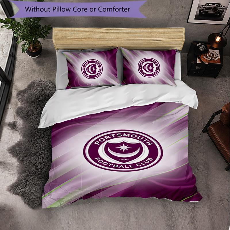 Portsmouth FC Themed Bedding 3Pcs Duvet Cover Set Decorative Bed Linen For Teen Room Home Decoration