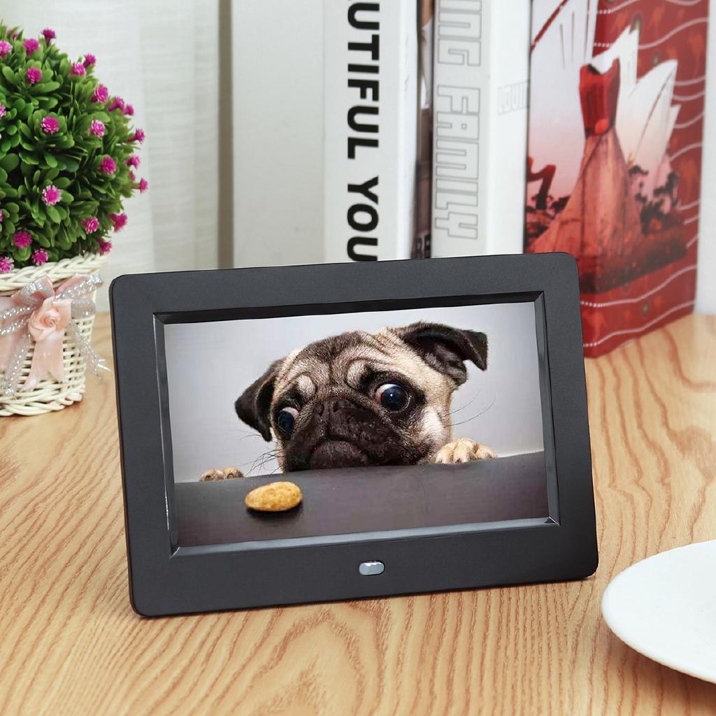 Цифровая фоторамка 7 дюймов HD TFT-LCD 1024x600 Цифровая фоторамка Будильник MP3 MP4 Видеоплеер