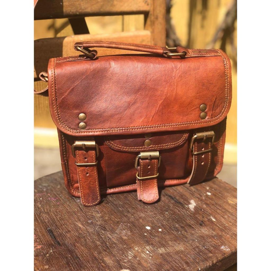 Маленькая кожаная сумка, детская сумка размером 7 x 9 дюймов с ручкой, кожаная сумка через плечо, маленькая кожаная сумка в традиционном стиле, симпатичная сумочка.