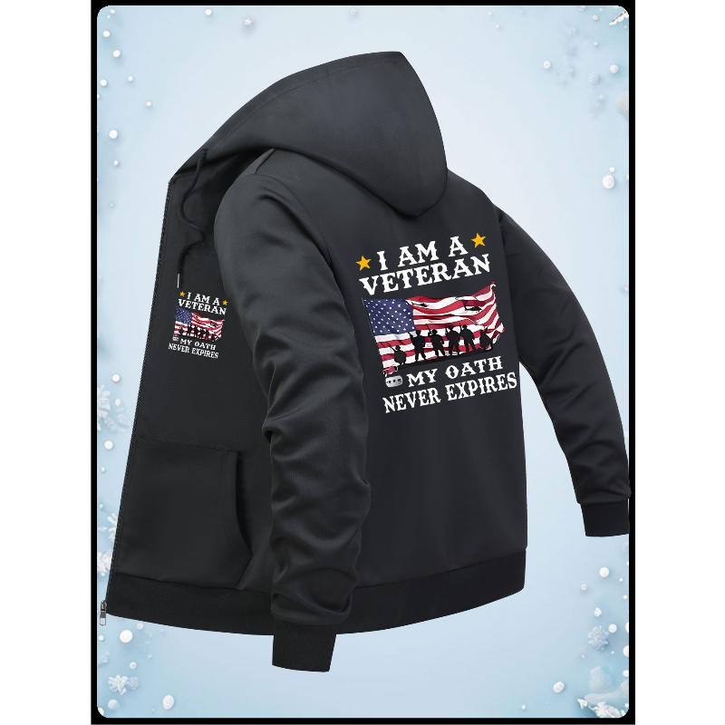 Warm Hooded Coat for Men Drawstring Hood Thickened Lining Warm Fall Winter Streetwear