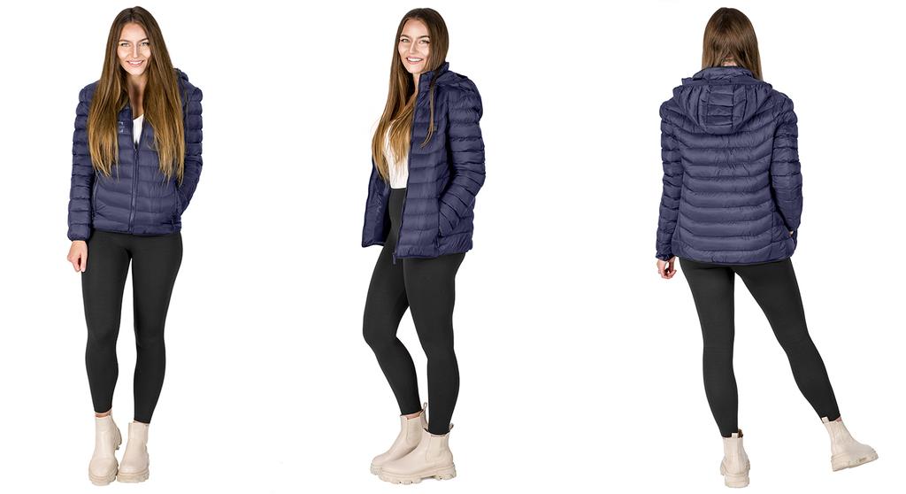 USB heated jacket for women and men, winter quilted, warm, plus size xl, navy blue, size M