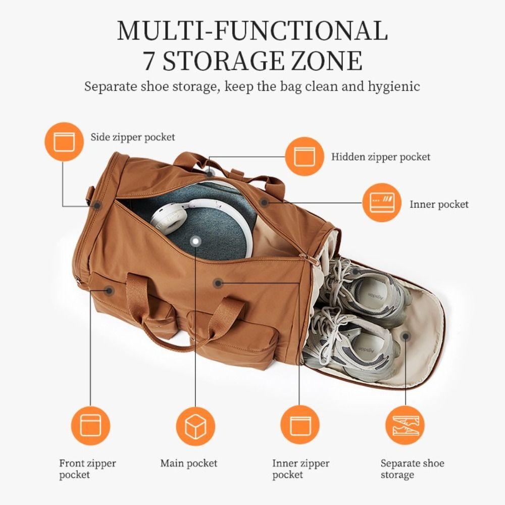 32L Foldable Travel Bag Large Capacity Waterproof Sport Bag Fitness Bag Dry-wet Separation Multiple Compartments Luggage Bag