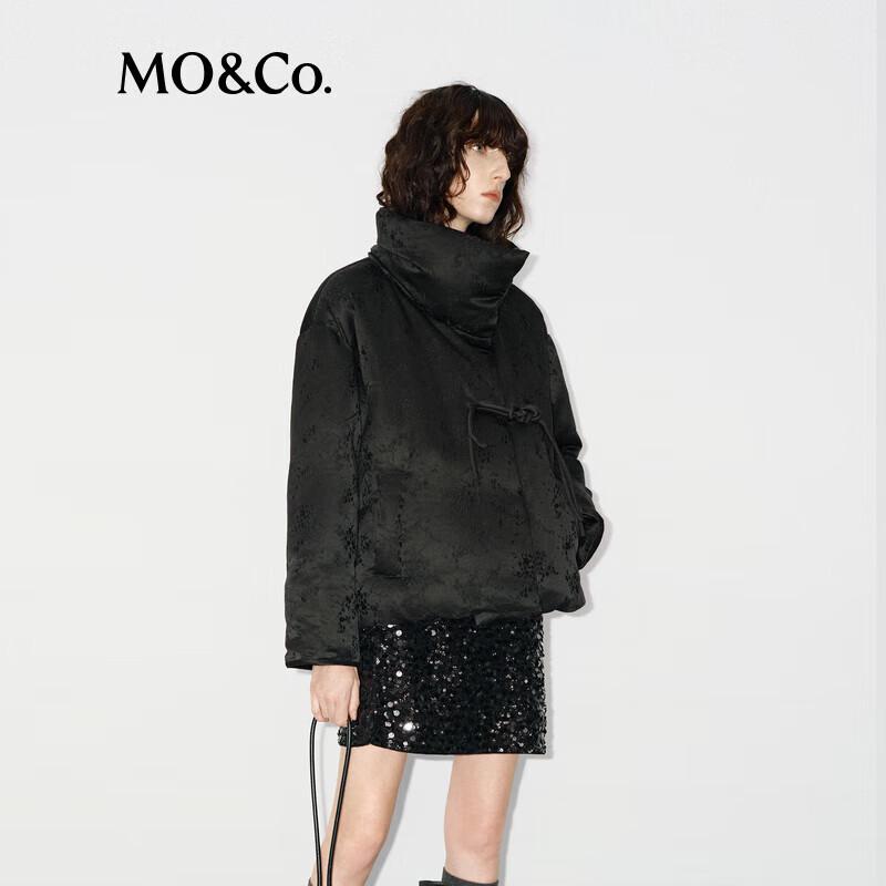 MO&Co. New Chinese Style Plum Blossom Velvet Jacquard Down Jacket