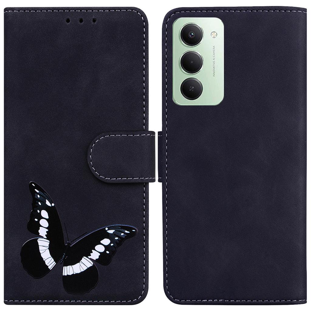 Для Xiaomi Redmi 15 5G (Глобальный) (169 мм) Чехол-подставка из искусственной кожи с принтом бабочек