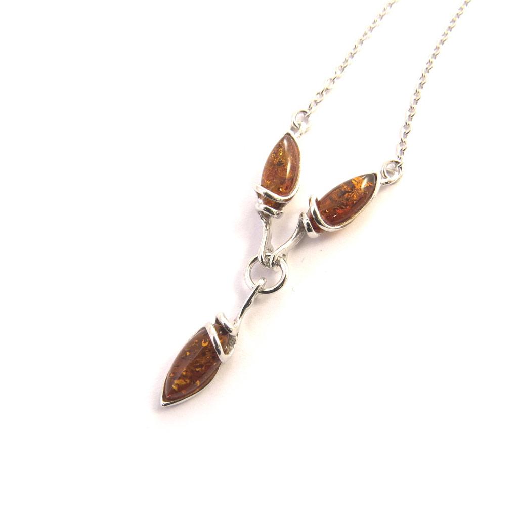 Les Trésors De Lily [N2815] - Silver Necklace 'Inspiration' Amber Cognac (rhodium-plated) - 20x6 Mm