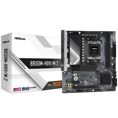 Материнская плата ASRock, совместимая с процессором AMD Ryzen серии 7000, материнская плата Micro ATX B650, авторизованный дистрибьютор B650M-HDV/M.2 (Сокет AM5) [Одомашненный