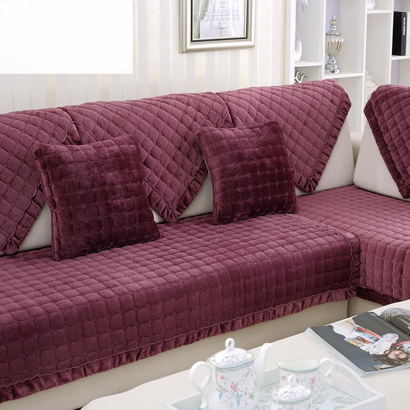 Зимние минималистичные современные фланелевые диванные подушки, короткие плюшевые чехлы для диванов, нескользящие
