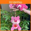 Adorable Strawberry Pink Bear Plush Toy Pendant  Keychains Bags Girls Accessories