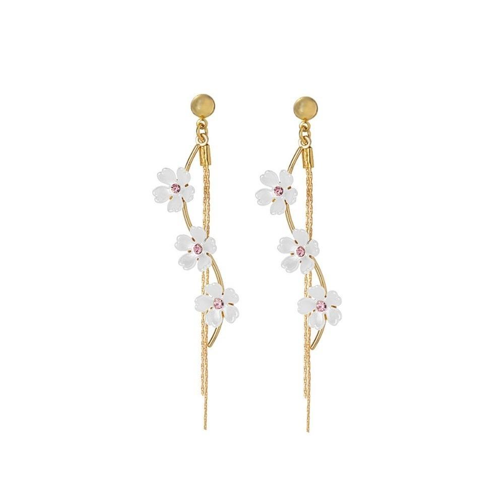 Versatile Pendant Earrings Resin Flower Earrings Elegant Fringe Hoop Earrings  Fashion Events
