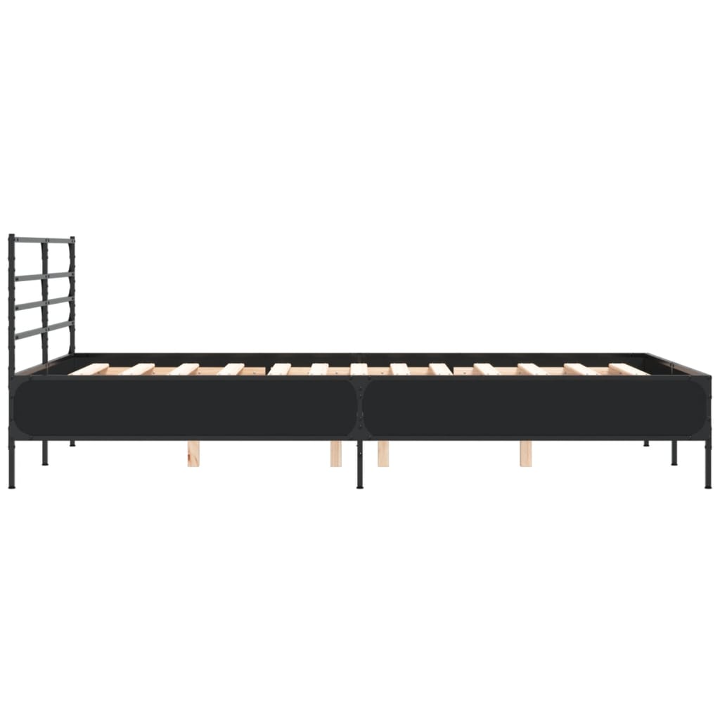 Bed Frame Black 135 x 190 cm Particleboard and Metal