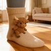 3D Animal Knitted Socks Handmade Sloth Highland Cow Doll Crew Socks Cute Warm Thick Floor Socks Gift for Birthday Festival
