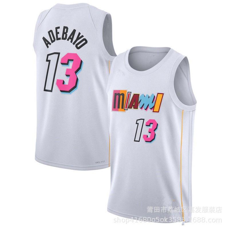 Баскетбольная форма Miami Heat 13 Тайлер Хирро 14 Дуэйн Уэйд City Edition Вышитая Хлопковая Командная Спортивная Одежда