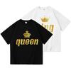 2023 Casual KING QUEEN Print Summer Cotton T Shirt Short Sleeve O Neck Loose Lovers' T Shirt Women Men Tops Tees