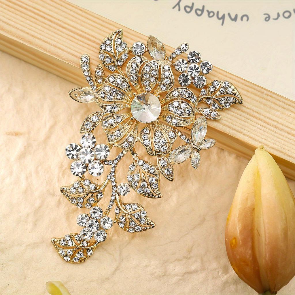 Luxury Full Crystal Exaggerated Broocch Badges For Women Men Elegant Rhinestone Waterdrop Pin Lady Clothing Coat Corsages