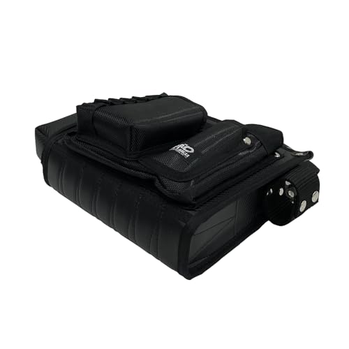 SK11 Black Temporary Frame Nail Bag with Bottom Reinforcement, Carbon Fiber Fabric, and Pleated Belt for Carabiners and Rings (SKC2-6BK)