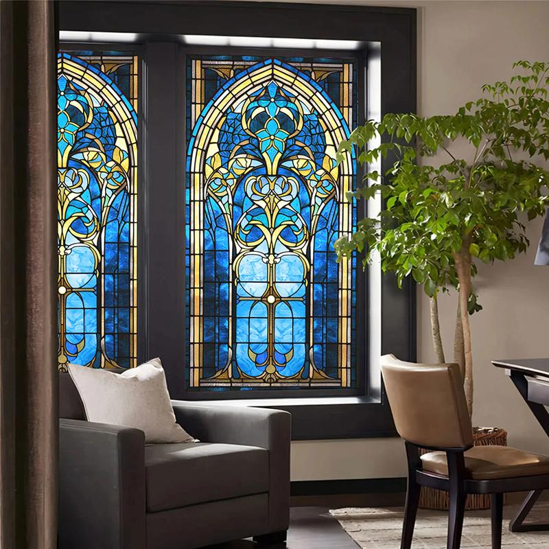 Ретро Арт-стекло Пленка Европейский стиль Витраж Церковное искусство Приватность Окна Наклейки Непрозрачный Отель Клуб Веранда Окно Декор Пленка