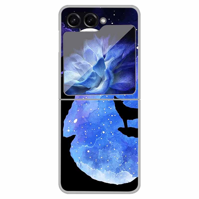 For Samsung Z Flip5 5G Case Transparent Hard PC Plastic Coque for Samsung Galaxy Z Flip 5 5G Cover Wolf Cats Zflip5 Shockproof