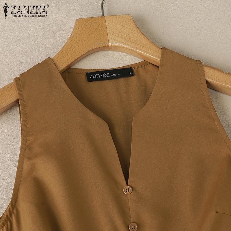 ZANZEA Женское повседневное летнее платье без рукавов с открытыми плечами