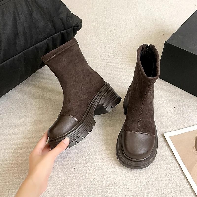 Дизайнерские ботильоны для женщин 2024 года, модные брендовые ковбойские сапоги на платформе, женские однотонные сексуальные однотонные короткие сапоги Zapatos Mujer