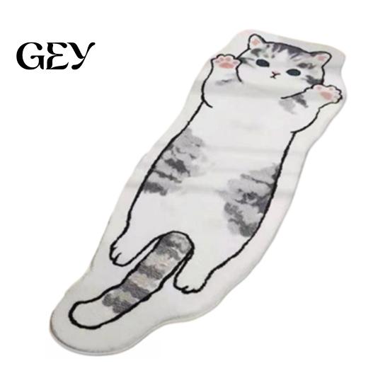 Pet-friendly Floor Mat Cute Cat Bath Rug, Irregular Animal Shaped Mat, Soft Absorbent Washable Non Slip Area Carpet for Tub, Shower, Bedroom,