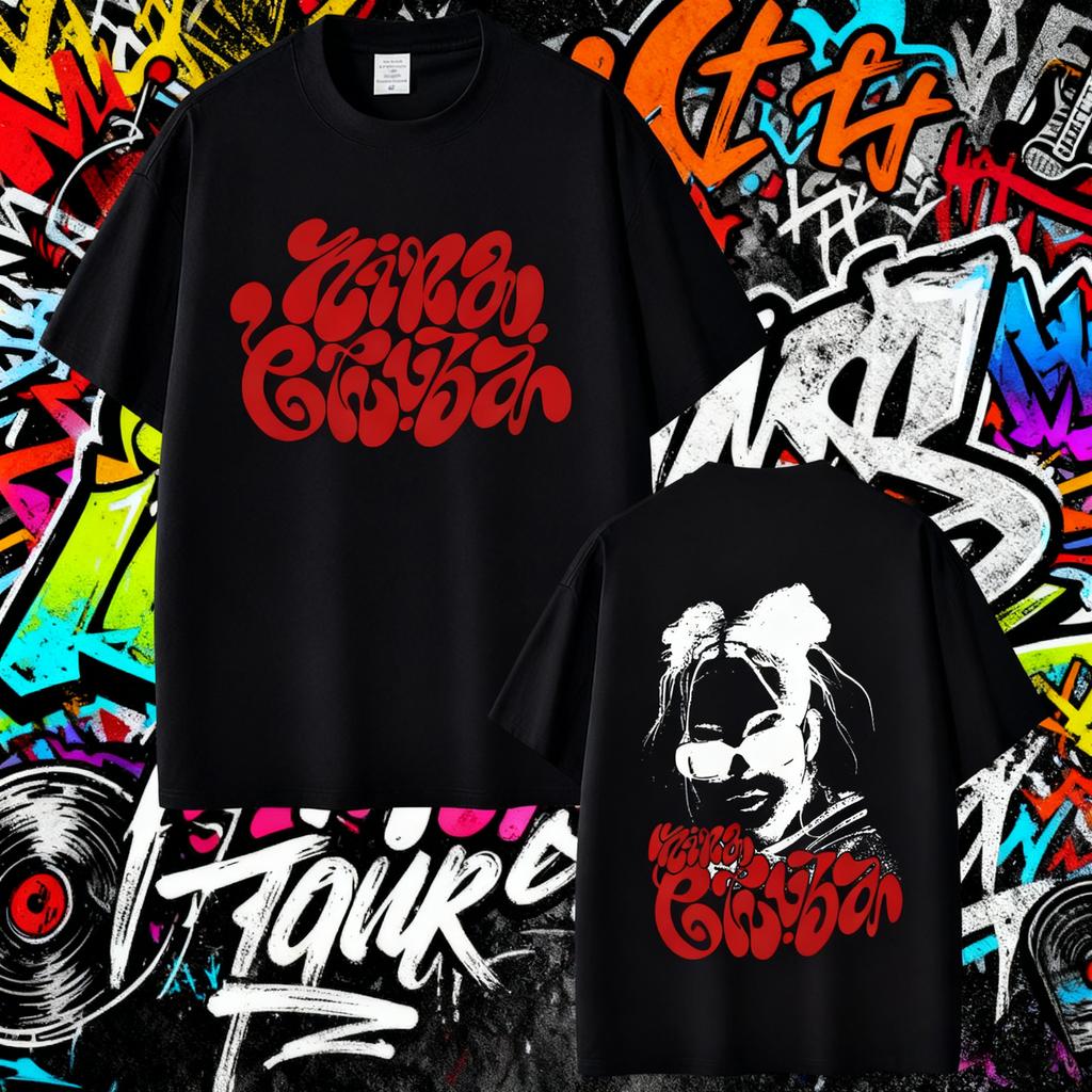 2025 Summer Rapper Nina Chuba Face Graphic Men Women Hip Hop Fashion Short Sleeve 100% Pure Cotton Printed Leisure T-shirt