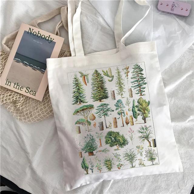 Fruit Print Floral Canvas Tote Bag Korean Style Shopping Bag Women's Daily Shoulder Bag Daisy Pattern Handbags