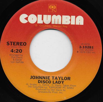 7-дюймовая пластинка ДЖОННИ ТЕЙЛОР - Disco Lady 310281 Columbia 1976 США Фолк Б/У