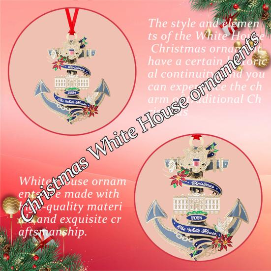 2024 White House Pendant 2D Acrylic Christmas Hanging Ornament National Symbol Patriotic