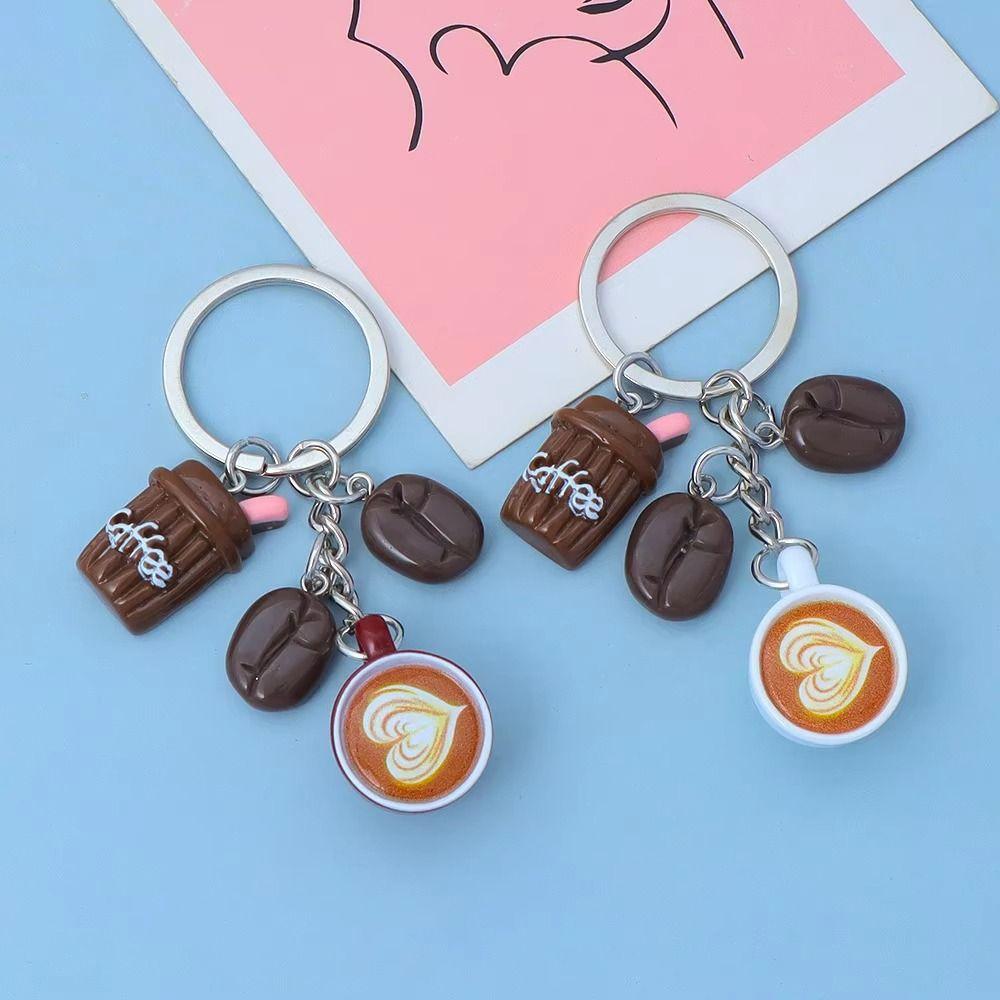 2PCS Mini Size Coffee Cup Keychain Coffee Shape Bag Pendant Mini Keychain Pendant For Backpack