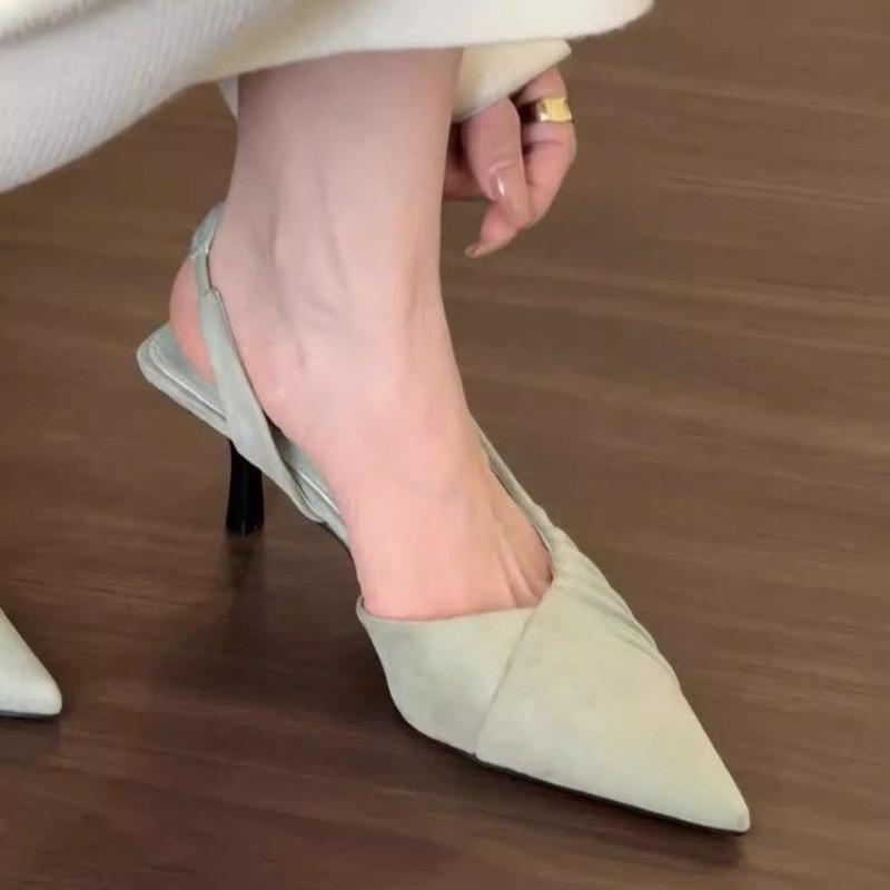 Summer New Women Pointed Toe Sandals Woman Pumps Sexy Thin High Heels Sandals Slingback Party Prom Mules Shoes