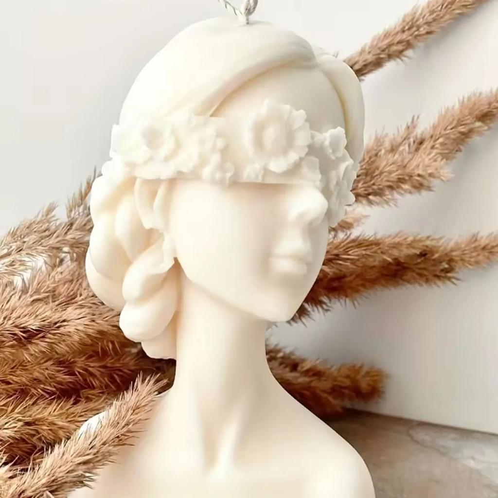 1 шт. - 3D силиконовая форма для свечи Девушка с закрытыми глазами Закрыть глаза Форма девушки DIY Форма для гипсовой статуэтки Ароматерапевтическая лампа для свечи Подсвечники