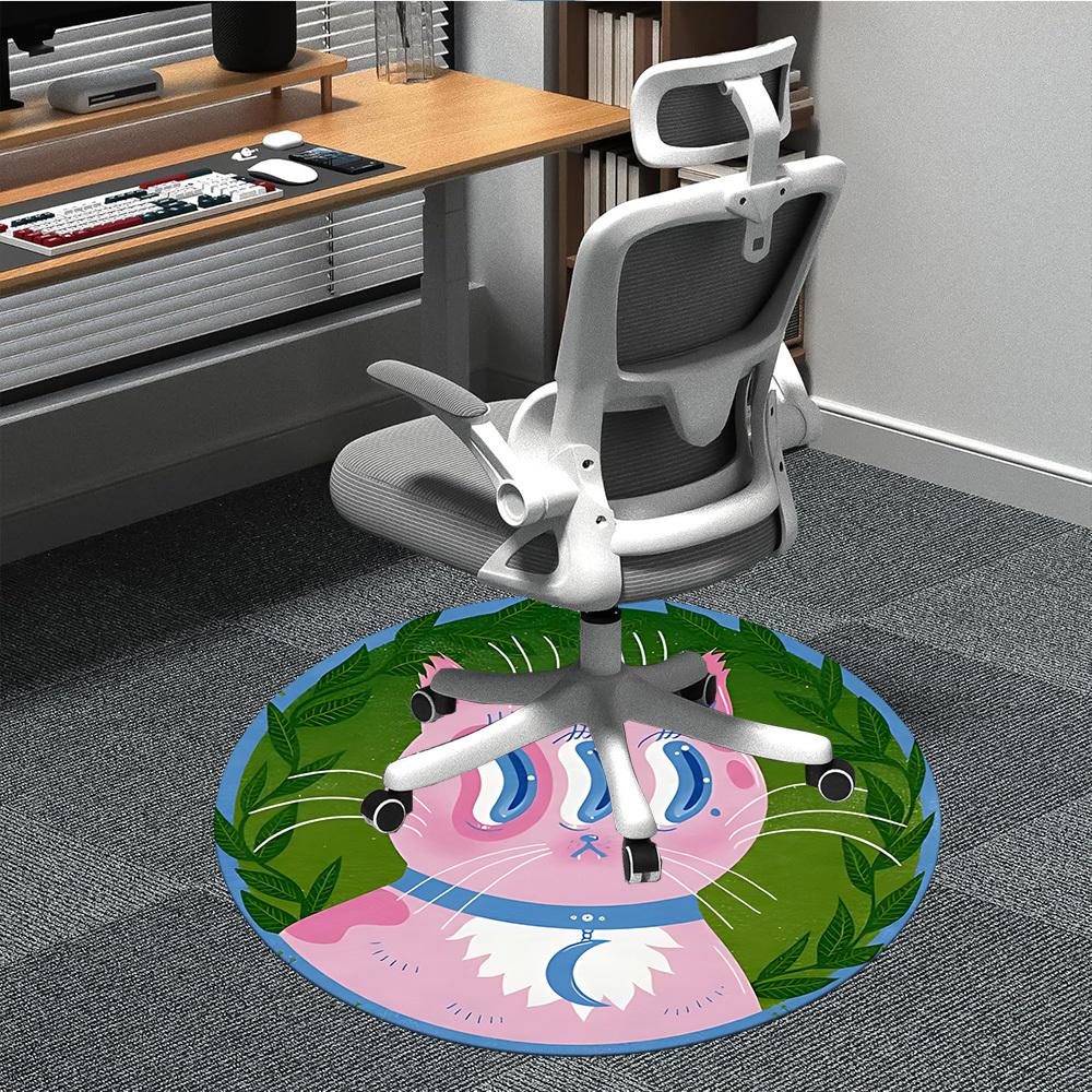 1pc Cat Whiskers Pattern Office Round Area Rug, Indoor Mat Suitable For Office, Under Office Chairs Bedroom Living Room Home Decor, Room Deco