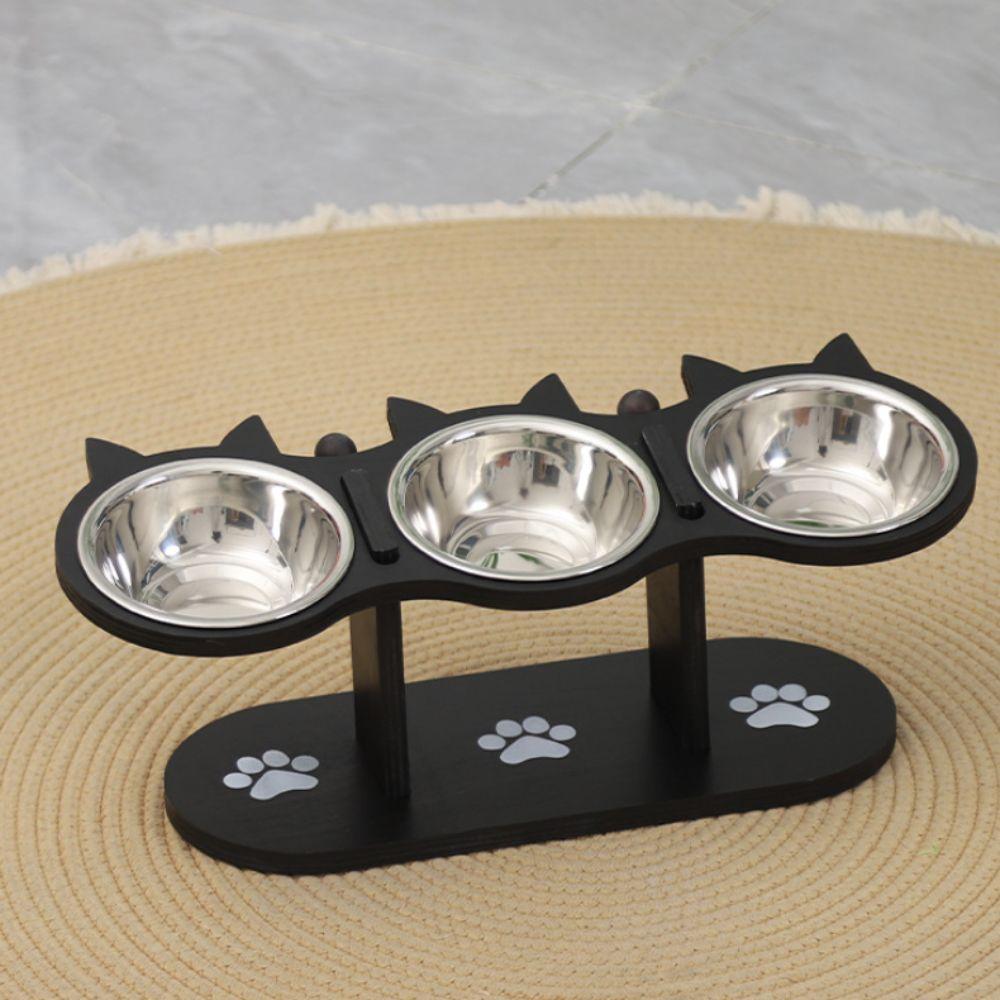 Деревянная стойка для корма для домашних животных, миска для воды из нержавеющей стали, симпатичная приподнятая миска для кошек и собак, лакомства для домашних животных
