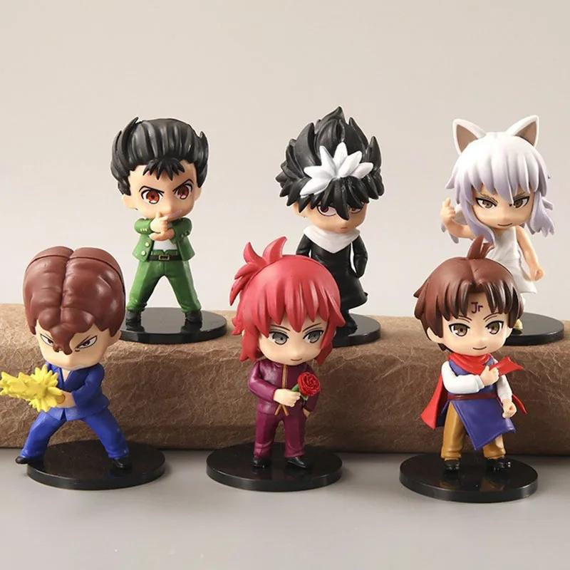 6 шт./Набор Аниме Фигурка YuYu Hakusho Юсуке Урамеши Курама Мимолетная Тень ПВХ Милый Q-версия Модель Детский Подарок Игрушки 9-11 см