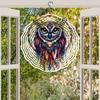 Colorful 2D Metal Owl Wind Spinner Vibrant Garden Patio Decor Outdoor Hanging Ornament for Thanksgiving Christmas Easy to Install No Power Needed