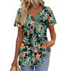 Women's Loose Casual Print V-Neck Short Sleeved T-Shirt Top Short Sleeved T-Shirt Top