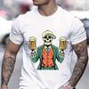 Skeleton Cheers Beers Print Summer T-shirt Men Skeleton and Beer Pattern Funny T Shirts Man Beer Lover Gifts Fashion Casual Tops